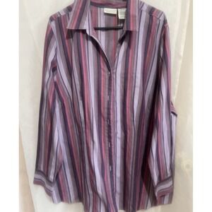 White Stag Women's Shirt Size 18W/20W‎ 2X Multicolor Striped Long Sleeve Button
